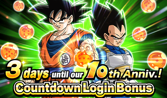 Banner for 10th Anniv. Incoming! 
Countdown Login Bonus!
