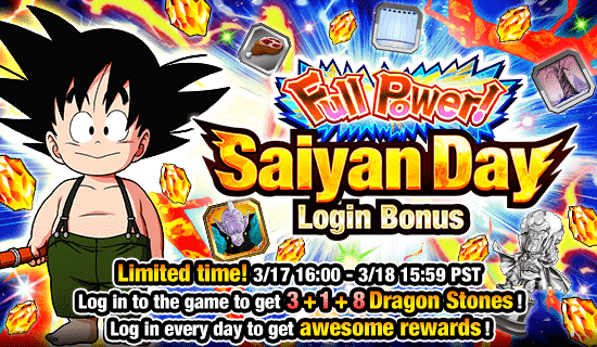 Banner for Full Power! 
Saiyan Day Login Bonus!