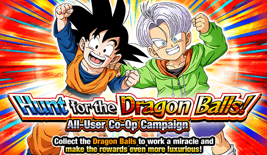 Banner for Hunt for the Dragon Balls! 
All-User Co-Op Campaign!
