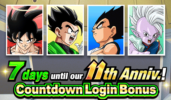 Banner for 11th Anniv. Incoming! 
Countdown Login Bonus!