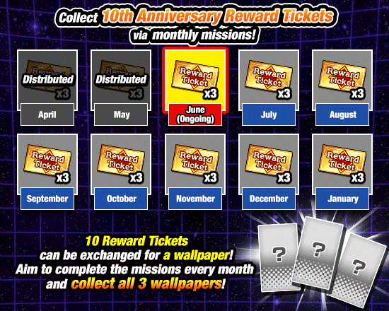 Banner for Collect 10th Anniversary 
Reward Tickets Every Month!