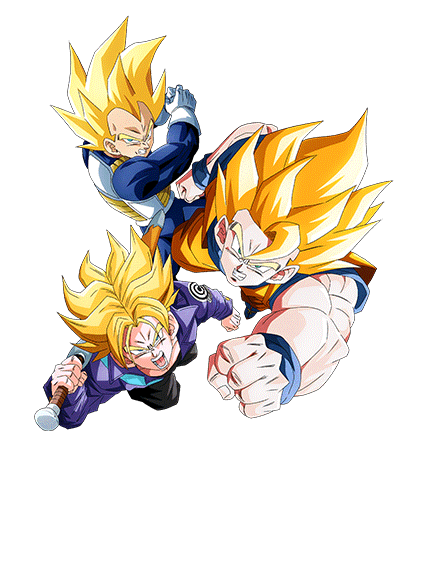 Super Saiyan Goku & 
Super Saiyan Vegeta & Super Saiyan Trunks (Teen)
