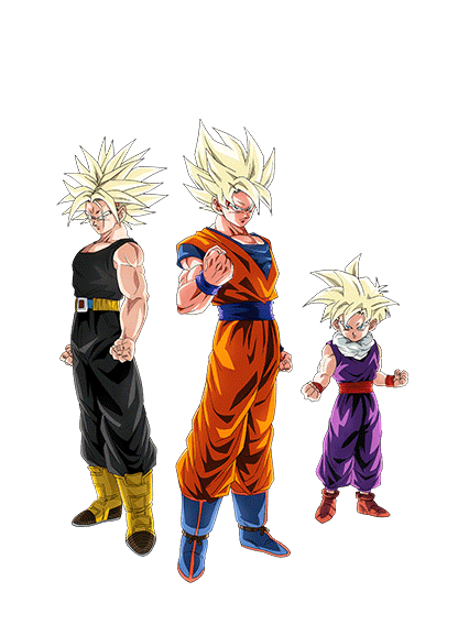 Super Saiyan Goku & Super Saiyan Gohan (Youth) & 
Super Saiyan Trunks (Teen)