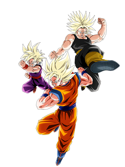 Super Saiyan Goku & Super Saiyan Gohan (Youth) & 
Super Saiyan Trunks (Teen)