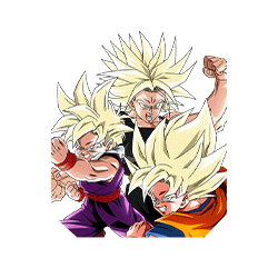 Super Saiyan Goku & Super Saiyan Gohan (Youth) & 
Super Saiyan Trunks (Teen)